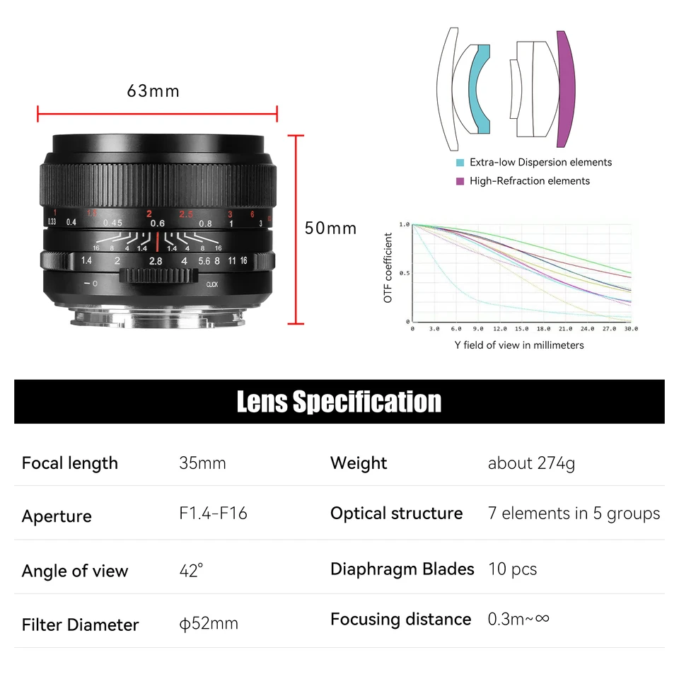니콘 Z E Leica L 후지 XF 고해상도와 호환되는 7 명의 장인 35mm F1.4 풀 프레임 III 자동 초점 렌즈