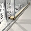 6076 Brushed Gold frameless one fixed and one shifted Shower Door,70MM 304 stainless steel large pulleys with adjustable 3