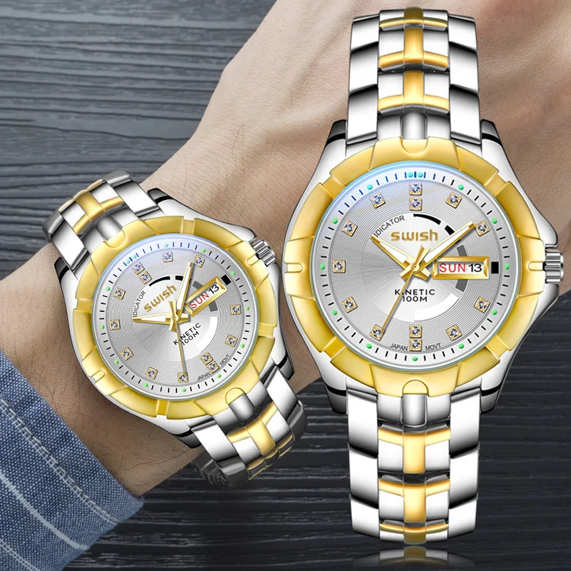 Swish Luxury Relogio Masculino Gold Watch For Men Business Stainless