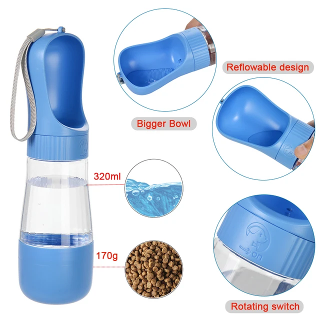 Portable Dog Water Bottle With Food Container Travel 2 in 1 Pet Water Dispenser For Small Large Dogs Cat Labrador Drinking Bowls 3