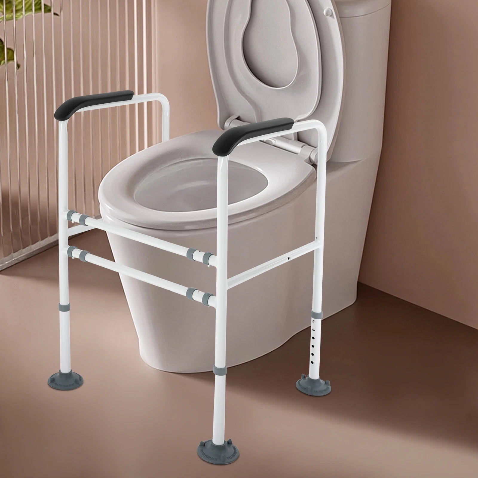 Höhenverstellbare Toilettenschiene, 249,1 lbs, Wiegenladung, Toilettenstützrahmen, Toiletten-Sicherheitsgeländer für ältere Menschen, rutschfeste Design-Toilette – Detail 1