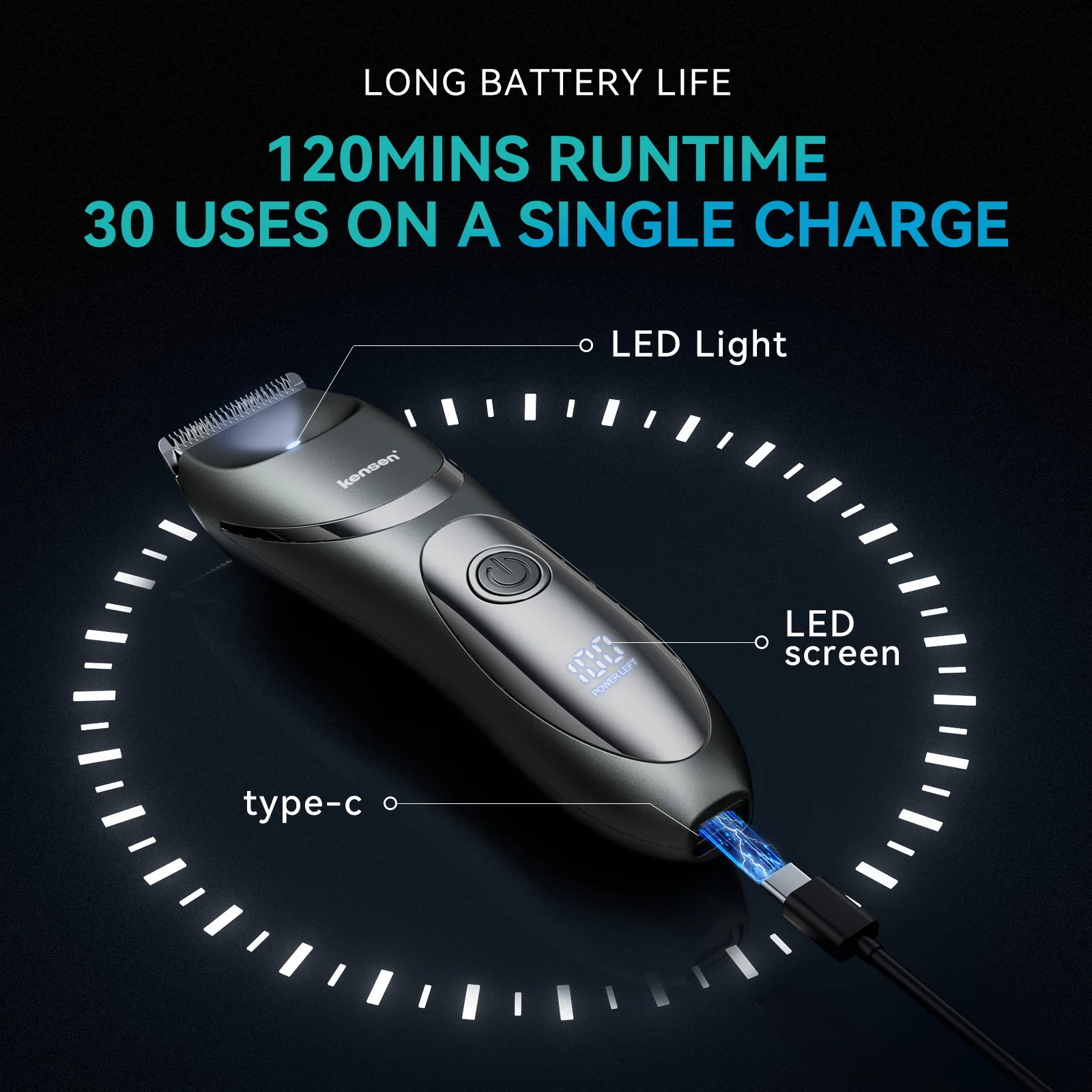 KENSEN S5 Groin Body Hair Trimmer Balls Shaver for Men Women Body Grooming Clipper Hair Removal Ceramic Trimmer Bikini Epilator 3