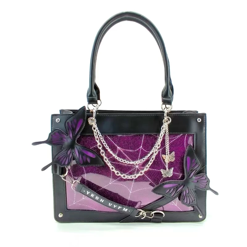 Y2K Labyrinth Schmetterling Spinnennetz Brief Kette Handtaschen DIY Transparent Ita Tasche Lolita Gothic Tote Vintage Mode Schultertasche – Detail 21