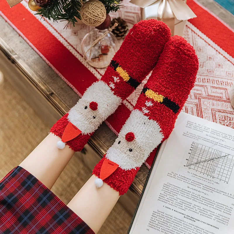 Winter Socks for Women Thicken Coral Velvet Christmas Sock Gingerbread ...