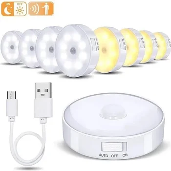 벽걸이 모션 센서 LED 조명, USB 충전식 야간 조명, 침실 계단 복도 옷장 찬장 조명