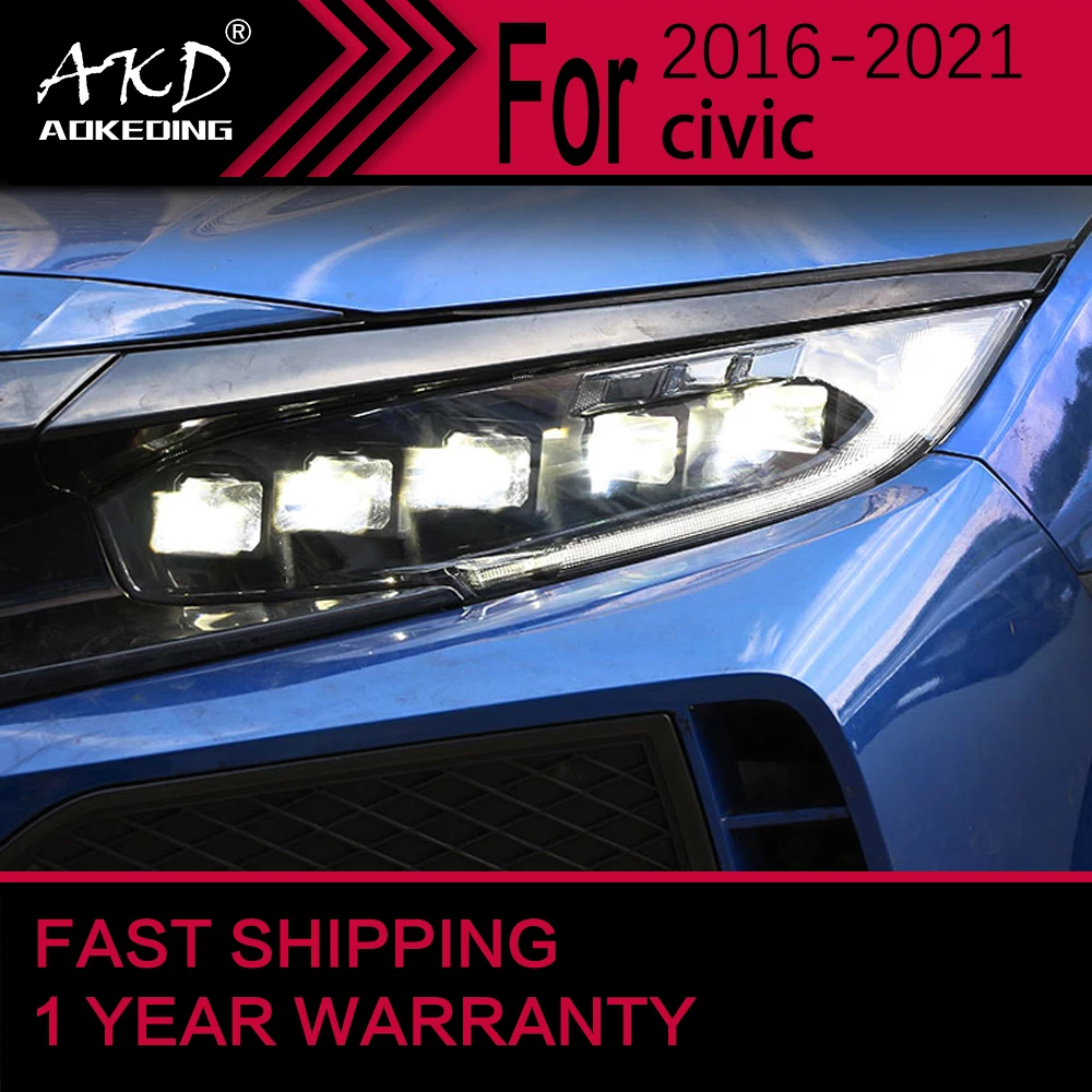 

Автомобильные фары для Honda CIVIC, светодиодные фары 2016-2021 Civic, фары головного света, ДХО, Проекционные линзы, автомобильные аксессуары