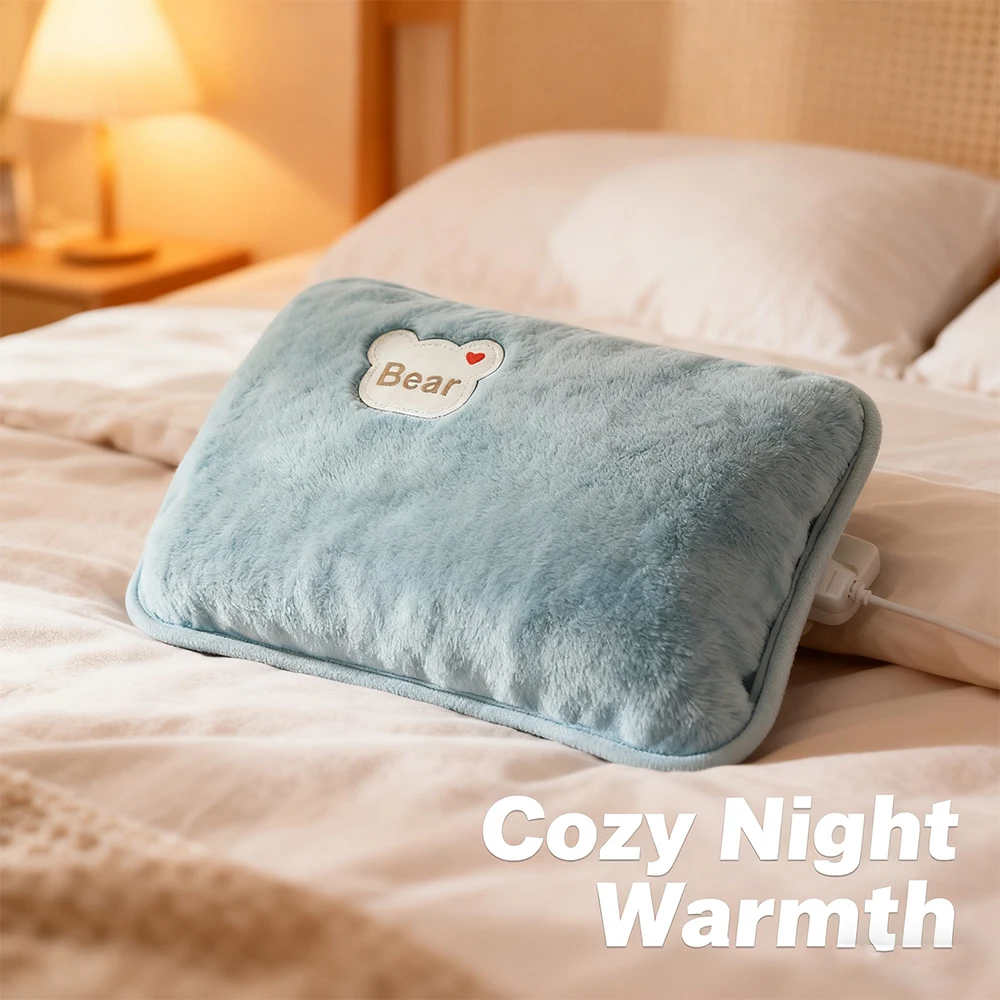 Rechargeable Water Bottle for Reducing Muscle Back and Menstrual Pain with Soft Plush Waist Cover,Detachable Body Warmer