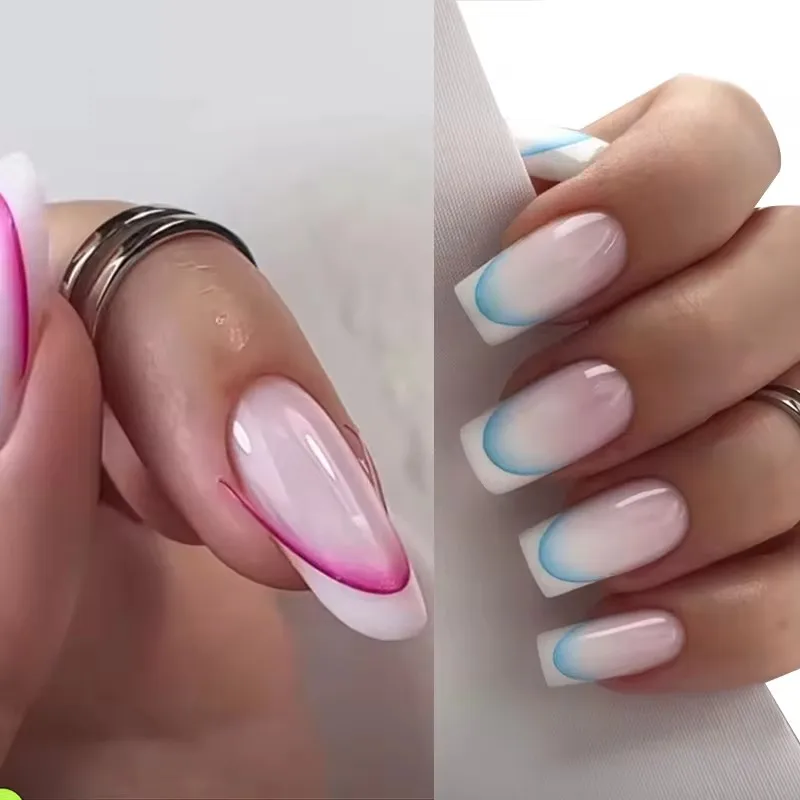 Gradient Color French Manicure Nail Art Designs Stickers Self-Adhesive Nail Tips Guides for DIY Decoration Stencil Tools nail stickers nail art decoration nail decals nail art tools