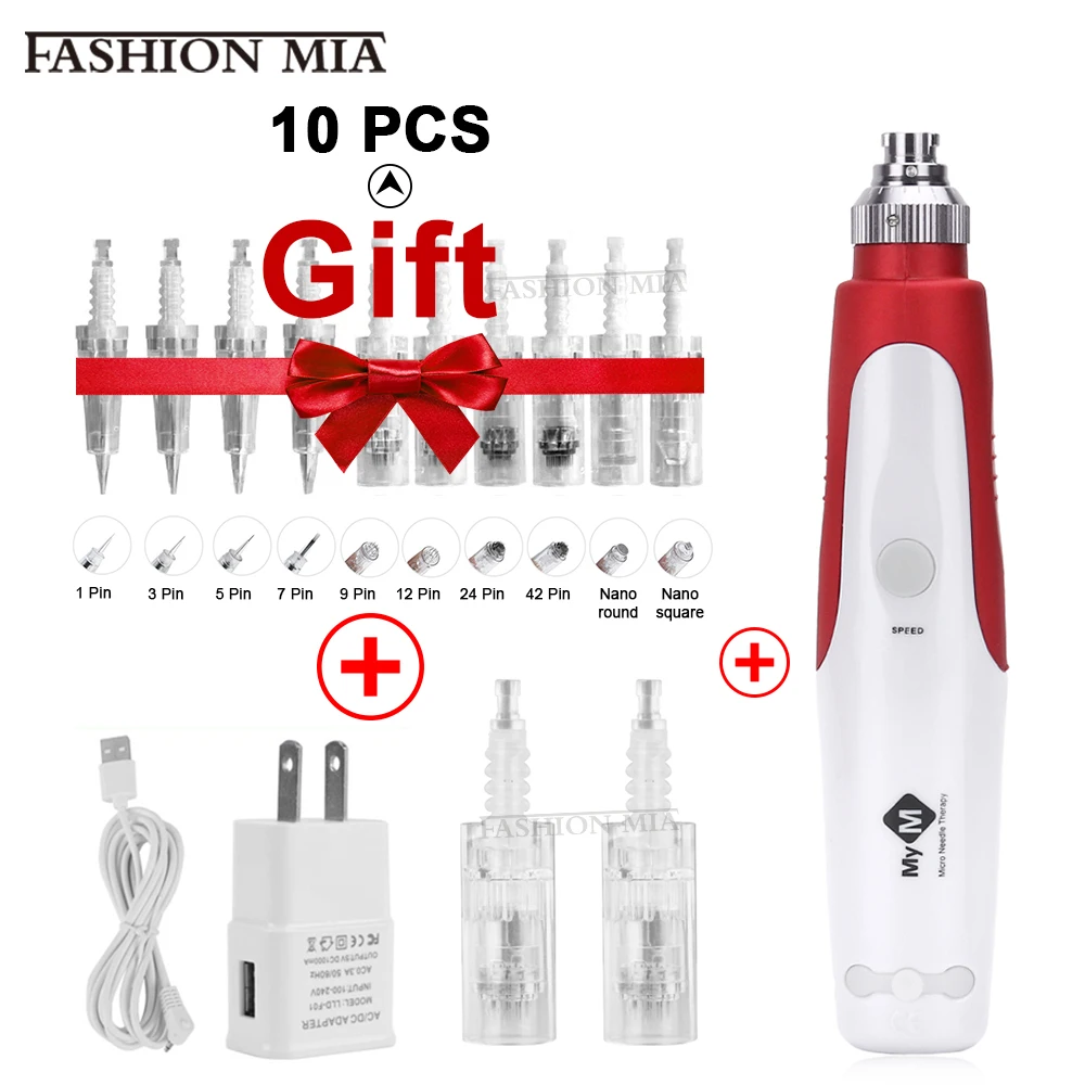Set Di Penne Derma Elettriche Professionali Bb Cream Glow Mesoterapia Microneedles Microneedling Pen Device Con 10 Aghi A Cartuccia