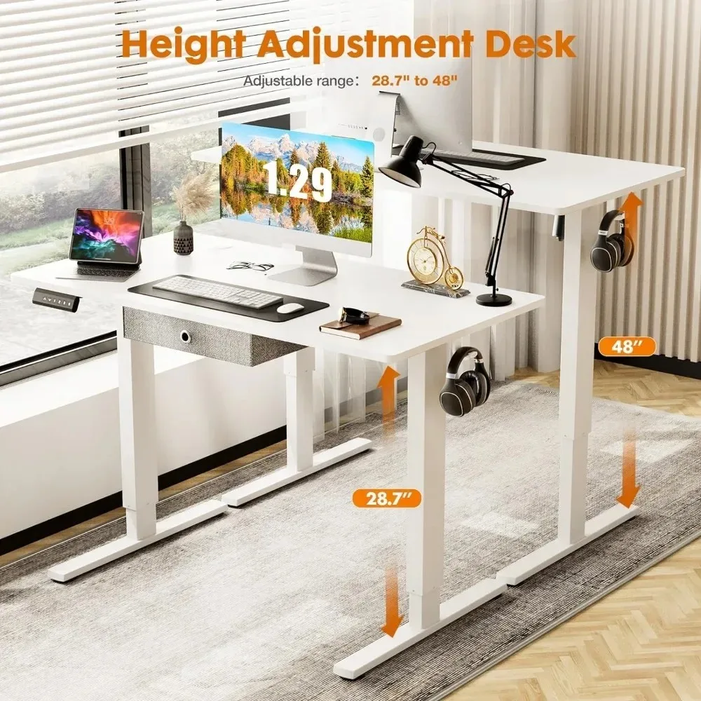 Electric Standing  with Drawer 48 x 24 Inches Stand up Desk with Storage Height Adjustable Desk Sit Stand Desk Black Frame images - 6