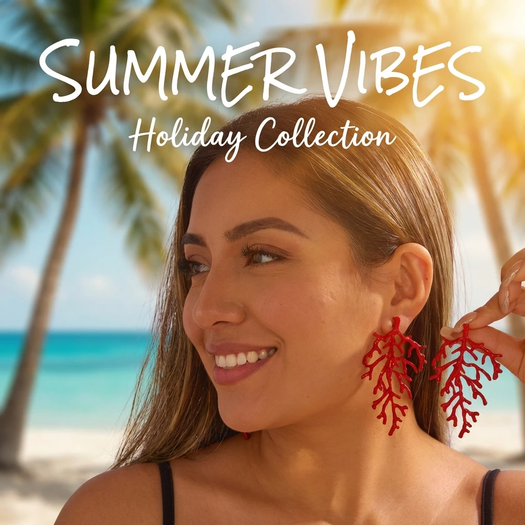 Böhmische Charm-Ohrringe mit roten Korallen für Damen, übertriebene, unregelmäßige Korallenohrringe, exquisiter Schmuck für Strandurlaub und Partys – Detail 3
