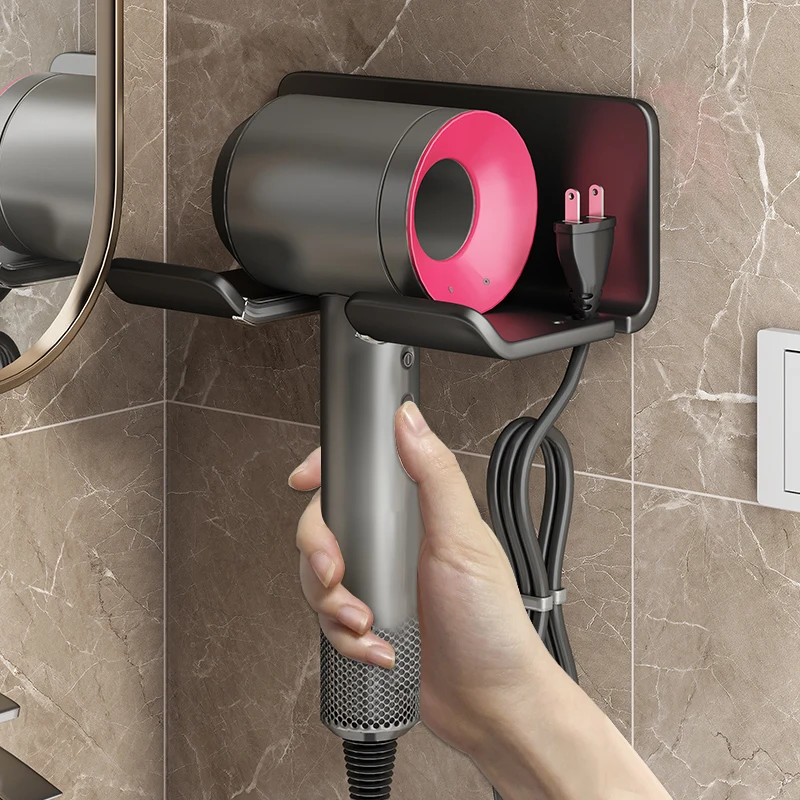 Hair Dryer Holder Space Aluminum Bathroom Organizing Rack Dyson Haartrockner Hanger Wall-mounted Universal Hairdryer Holder Hook hair dryer holder