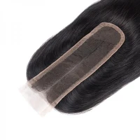 Perruque Lace Closure 100% cheveux humains lisses 2x6, couleur naturelle, cheveux vierges brésiliens pré-épilés, 10-20 pouces, extrémité complète, partie libre/centrale 4