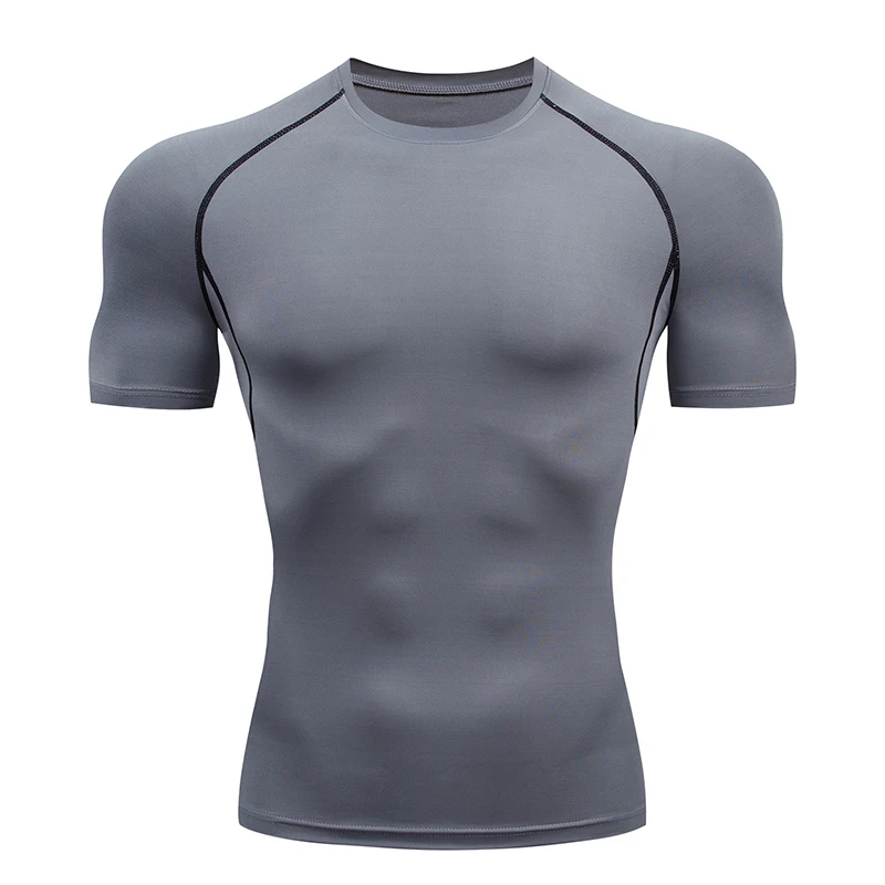 Camiseta de compresión para hombre, ropa deportiva de verano, camiseta para correr, camisetas deportivas elásticas de secado rápido, camisetas deportivas, camisetas deportivas para entrenamiento de gimnasio para hombre - Image 3