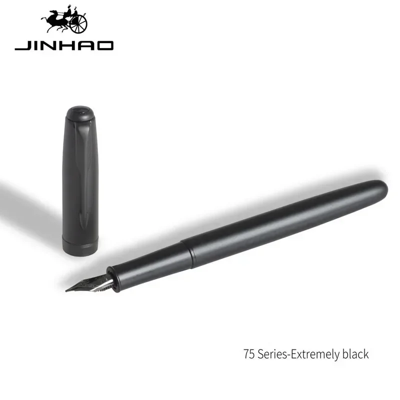 Jinhao 75 Metal Fountain Pen Black/Black Red Luxury Pens 0.5mm Nib Writing Ink Pens Stationery Business Office School Supplies 5