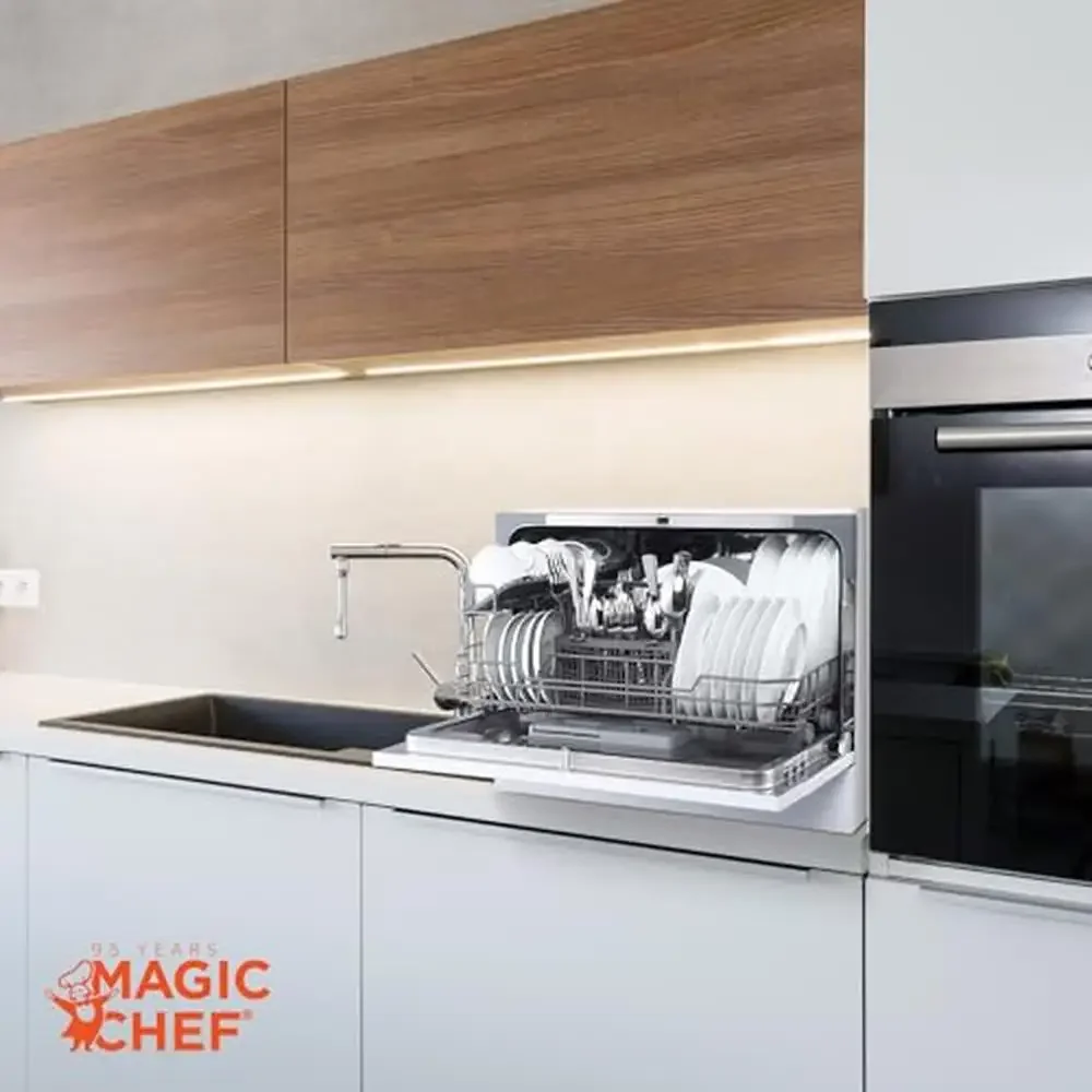 Energy Star Countertop Dishwasher 6 Plate Wash Programs White EZ Clean Filter Stainless Steel Interior Residual Drying Quick 6
