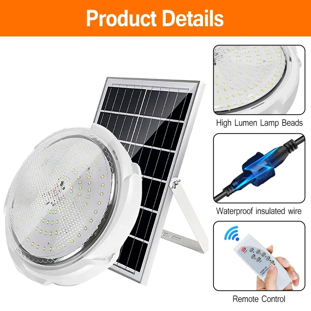 LEDSolar Ceiling Light Indoor Bedroom Corridor Garden Lighting With Remote Control Dimmable Timing Waterproof Solar Ceiling Lamp 4
