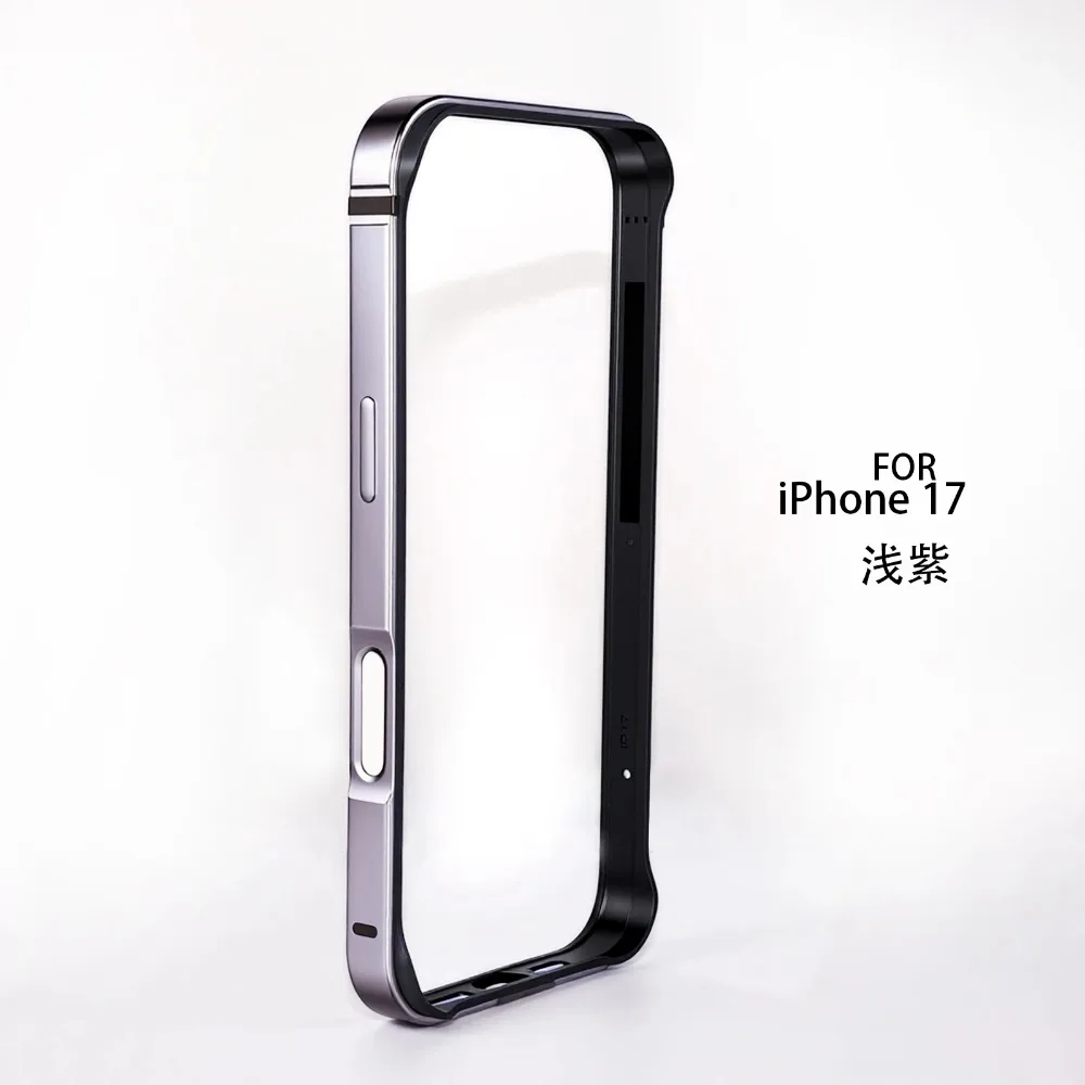 Schlanke, leichte Metall-Stoßstangenhülle für iPhone 17 Pro Max 17 Pro, luftstoßfeste Rüstung, Ecken, Silikonrahmen, hohle Schutzhülle – Detail 23