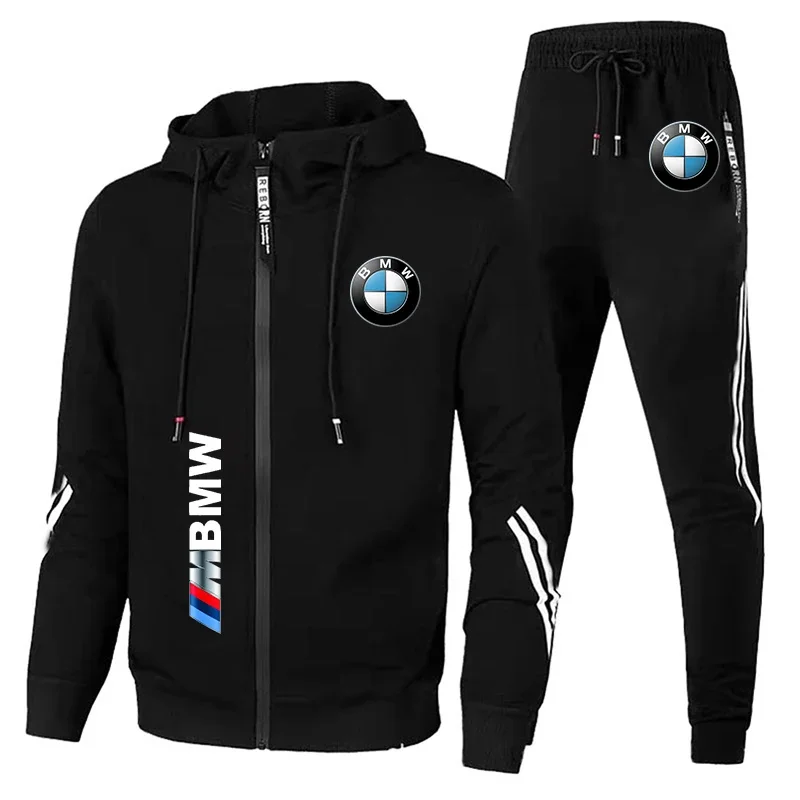 Motorcycle clothing BMW Men's Printed Sports Set Casual Oversized Hooded Shirt+Pants Two Piece Set