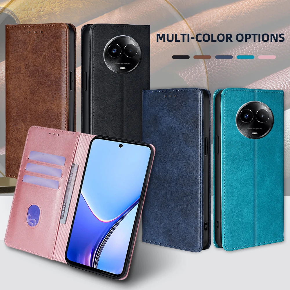 Magnetic Leather Wallet Phone Case with Card Slots