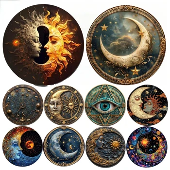 🌞🌙 3D Round Metal Aluminum Sun & Moon Decorative Plates – Cosmic Wall Art 🌙🌞 1
