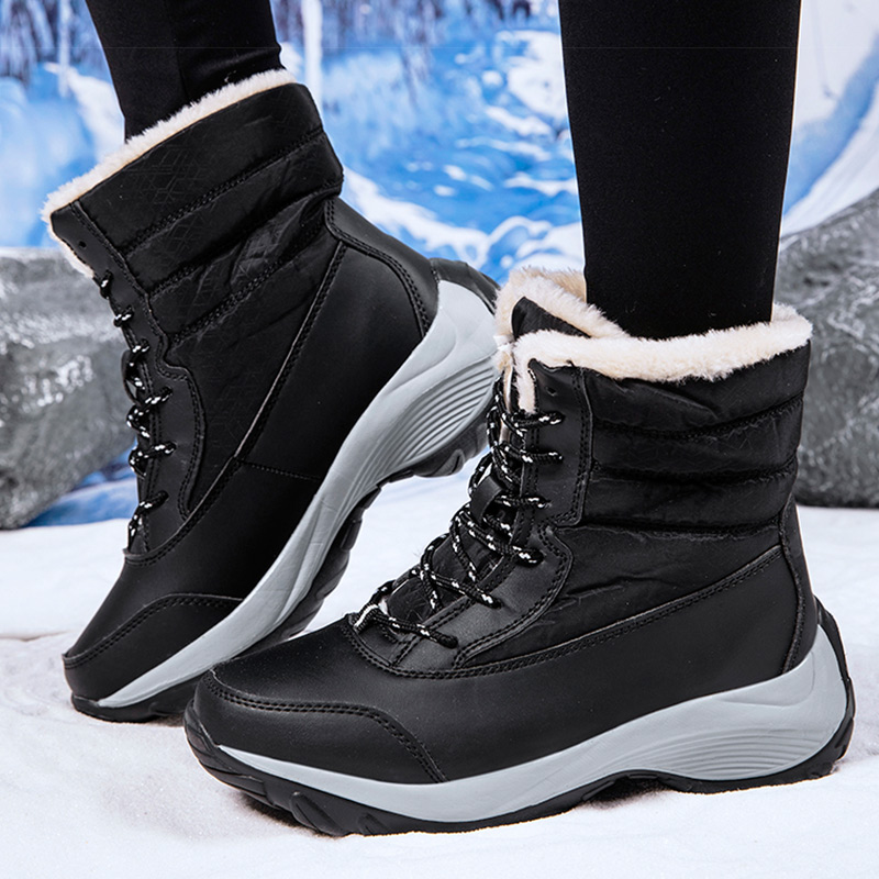 Women's Boots Heels Women Winter Boots With Fur Keep Warm Ankle Boots Snow Botas Mujer Platform Winter Shoes Women Bottines