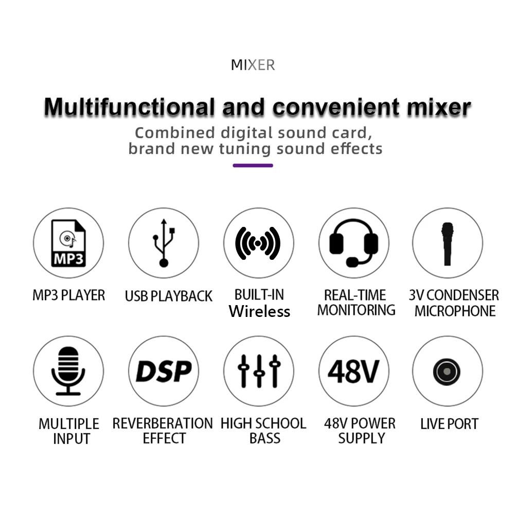 8/6 Channel Profession Portable Mixer Sound Mixing Console Bluetooth-compatible