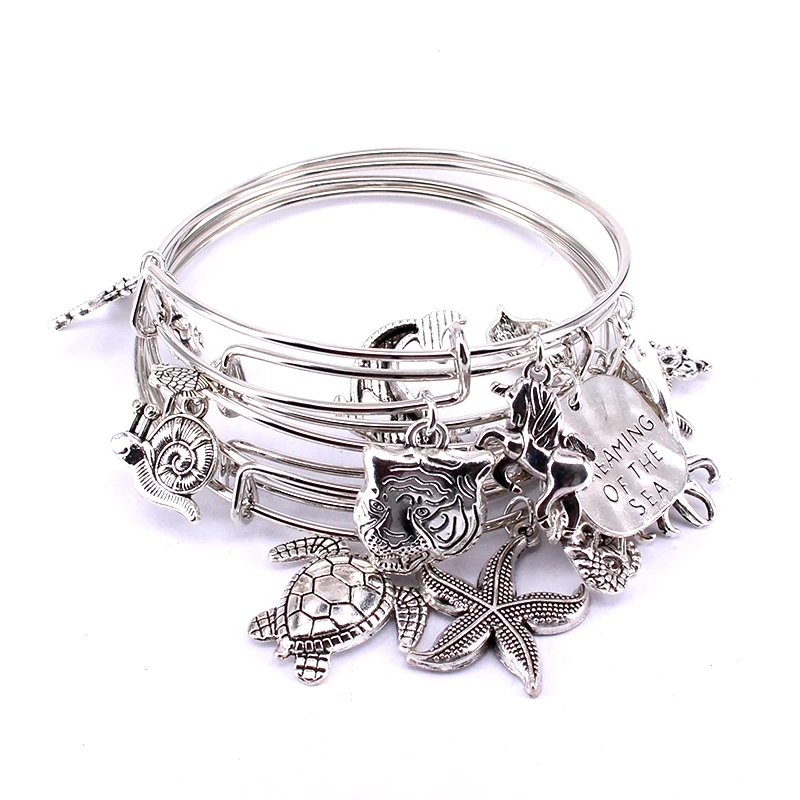 Bangle Bracelet Set 5pcs Women Girls Marine Life Charm