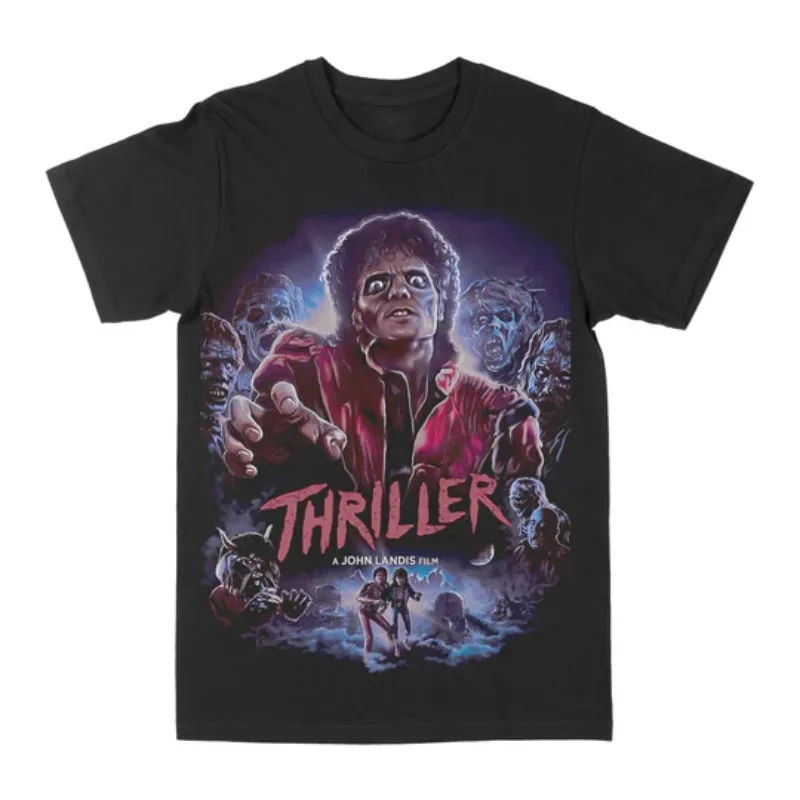 Michael Jackson Thriller T-Shirt Retro Streetwear Hip Hop Schwarz Herrenbekleidung Damenbekleidung T-Shirt 2026 Sommer Neues T-Shirt