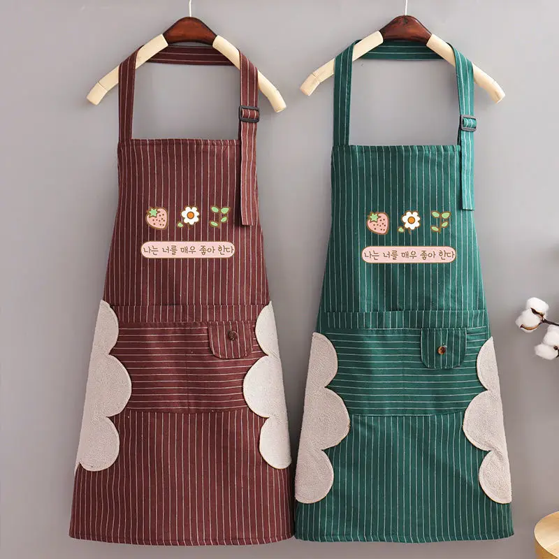 

Double-layer cotton fashion Korean women apron kitchen housework cooking waterproof and oil-proof waist cleaning chef overalls