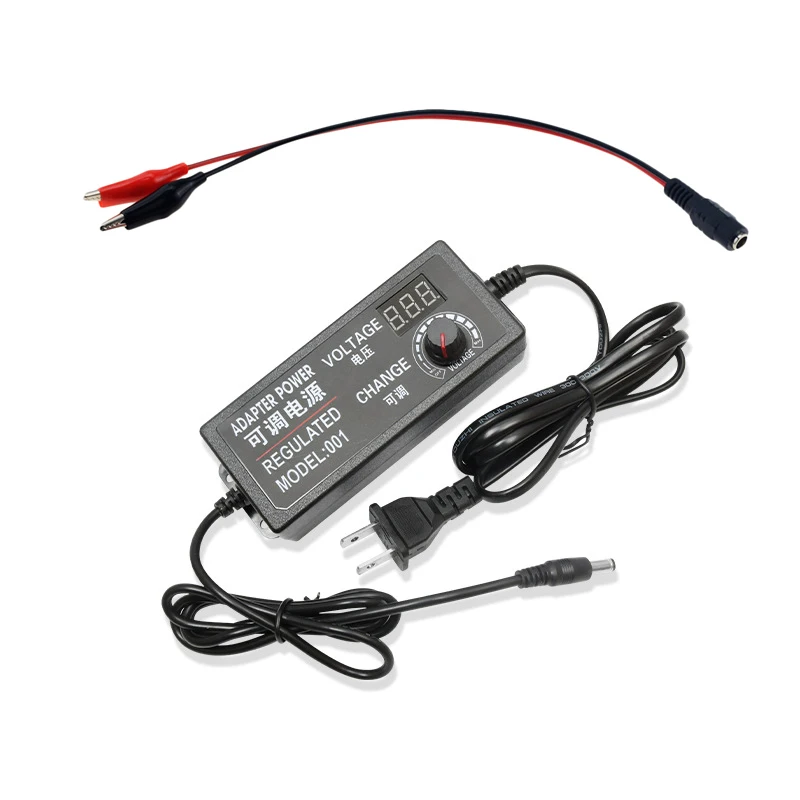 AC TO DC Adjustable Adapter Source High Voltage Transformer 3V 5V 12V 24V 36V 2A 3A 5A 10A DC Female Alligator Clip Connector