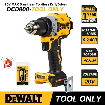 DEWALT 무선 해머 드릴 드라이버 키트, 충전식 전동 공구, 임팩트 드릴, DCD805 공구, 최대 20V 브러시리스 1/2, DCD805B