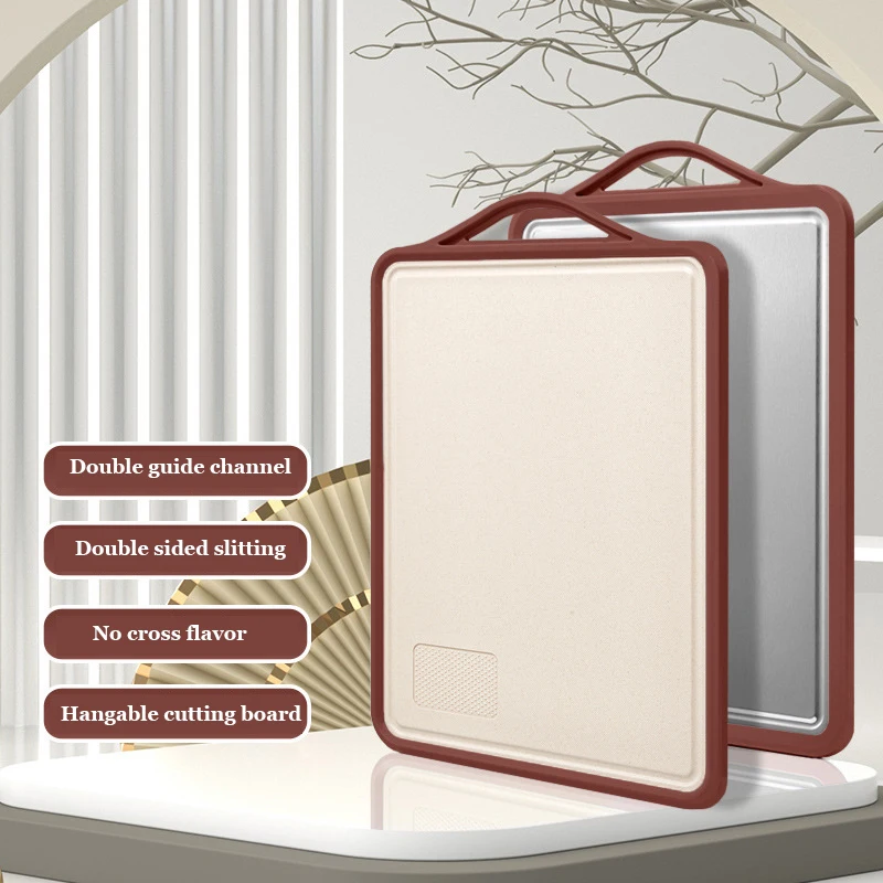 

Double Sided 304 Stainless Steel Chopping Block Cereal Fiber Fruit Vegtable Meat Cutting Board For Kitchen Accessories