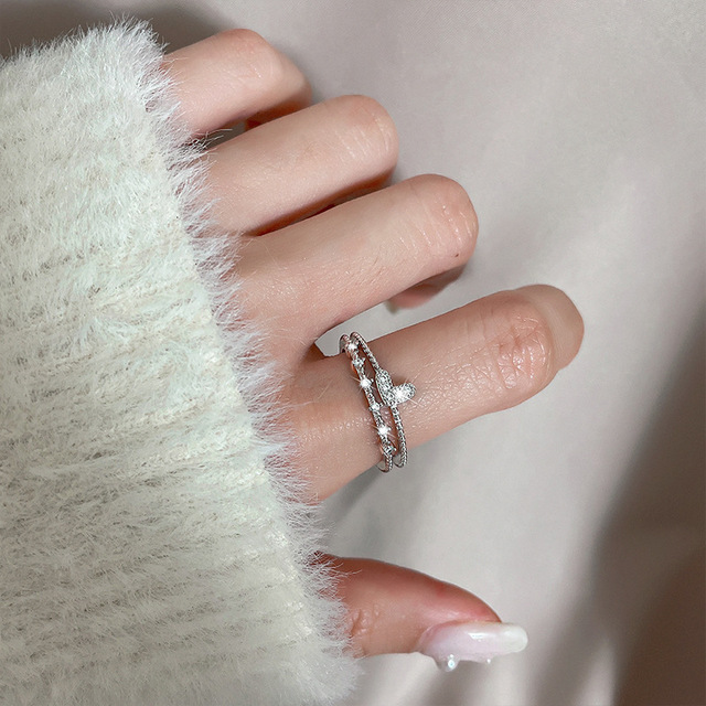 Heart Finger Open Rings For Women Girls Silver Color Metal Party Wedding Geometric Fashion Knuckle Jewelry Couple Gifts