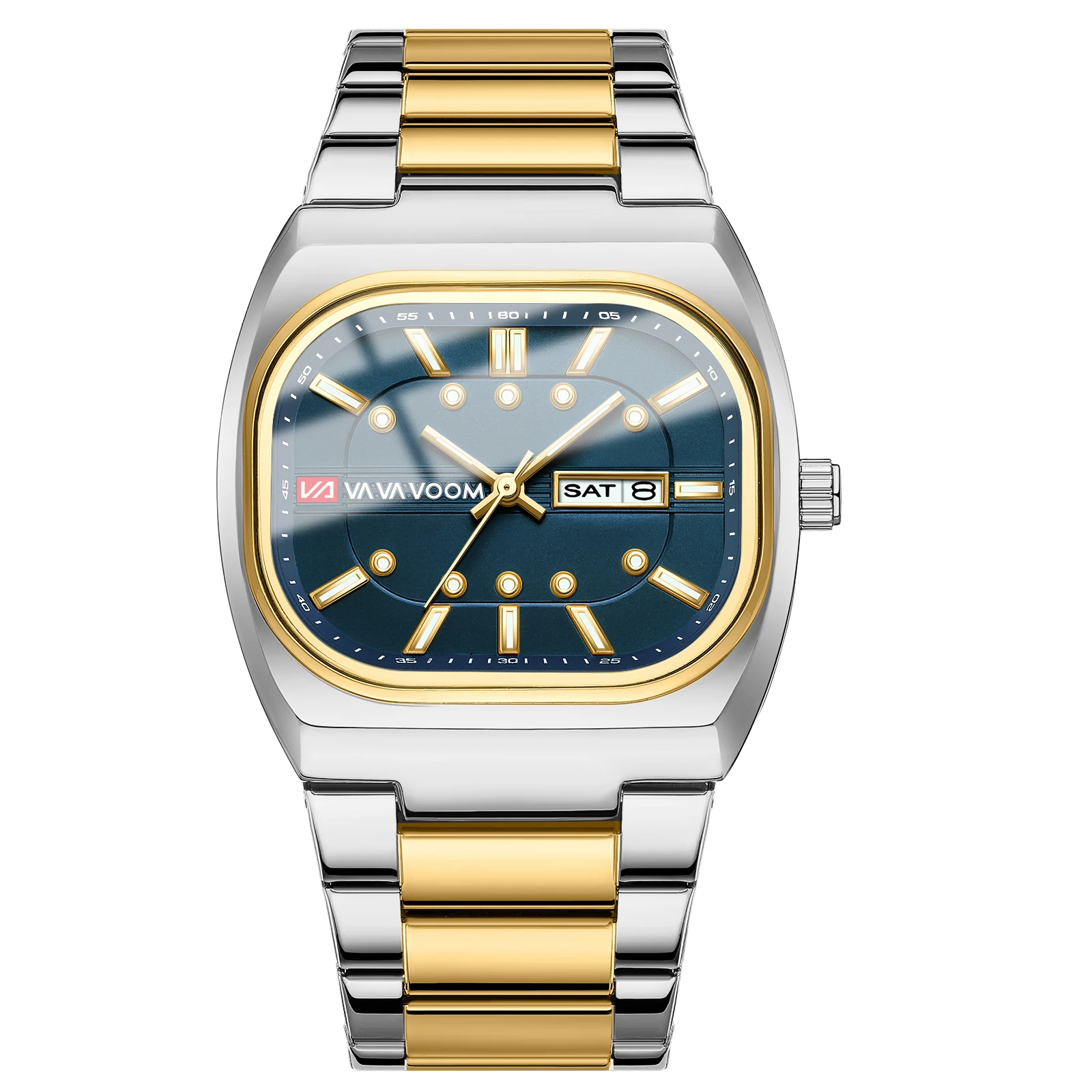 Men's Black Stainless Steel Square Quartz Analog Diving Watch - 40mm