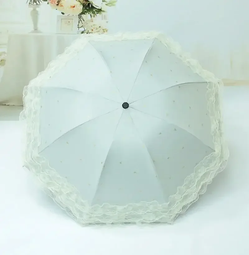 

Lace Umbrellas Sunny Strong Protection Rainny Folding Parasol Princess Windproof Anti Umbrella