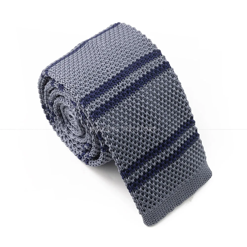 Men's Embroidered Striped Knit Slim Necktie – Stylish Designer Cravat