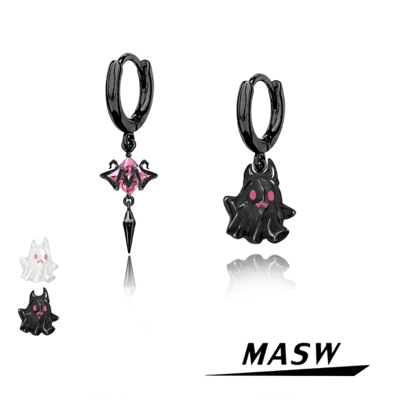 MASW Original Design Asymmetrical Earrings Modern Jewelry High Quality Copper Zircon Halloween Earrings For Women Party Gifts