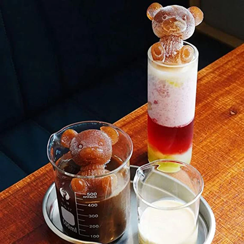 Cute Teddy Bear Ice Cube Making Mold Splash-proof And Easy To Fall Off, For Refrigerator With Container, Cute Bear Ice Cube Tray