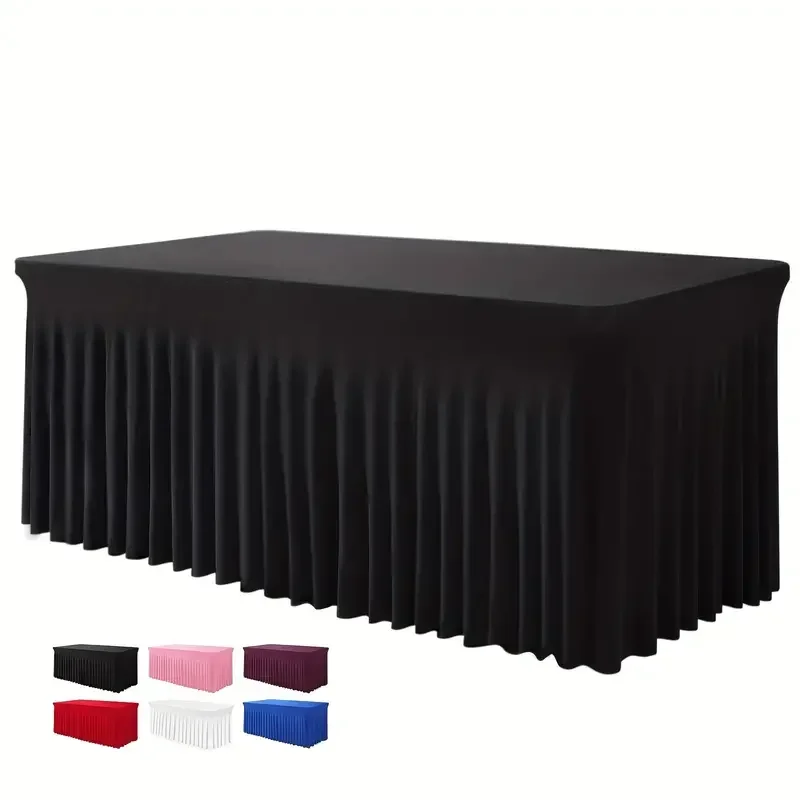 Table Skirt 4Ft 6Ft 8Ft Spandex Universal Fitted Stretch Tablecloth for Party Banquet Wedding and Events table skirt