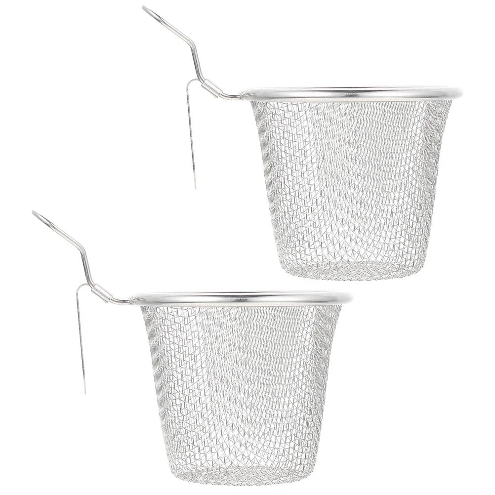 

2 Pcs Stainless Steel Colander Grease Strainer Mesh Fried Kitchen Hot Pot Spoons Pasta