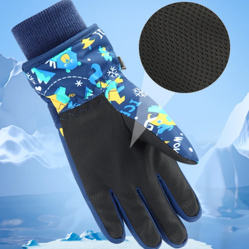 Children Kids Ski Gloves Winter Snowboard Snow Warm Glove Boys Girl Waterproof Thicken Mittens Keep Finger Warm Winter Gloves Ski Gloves
