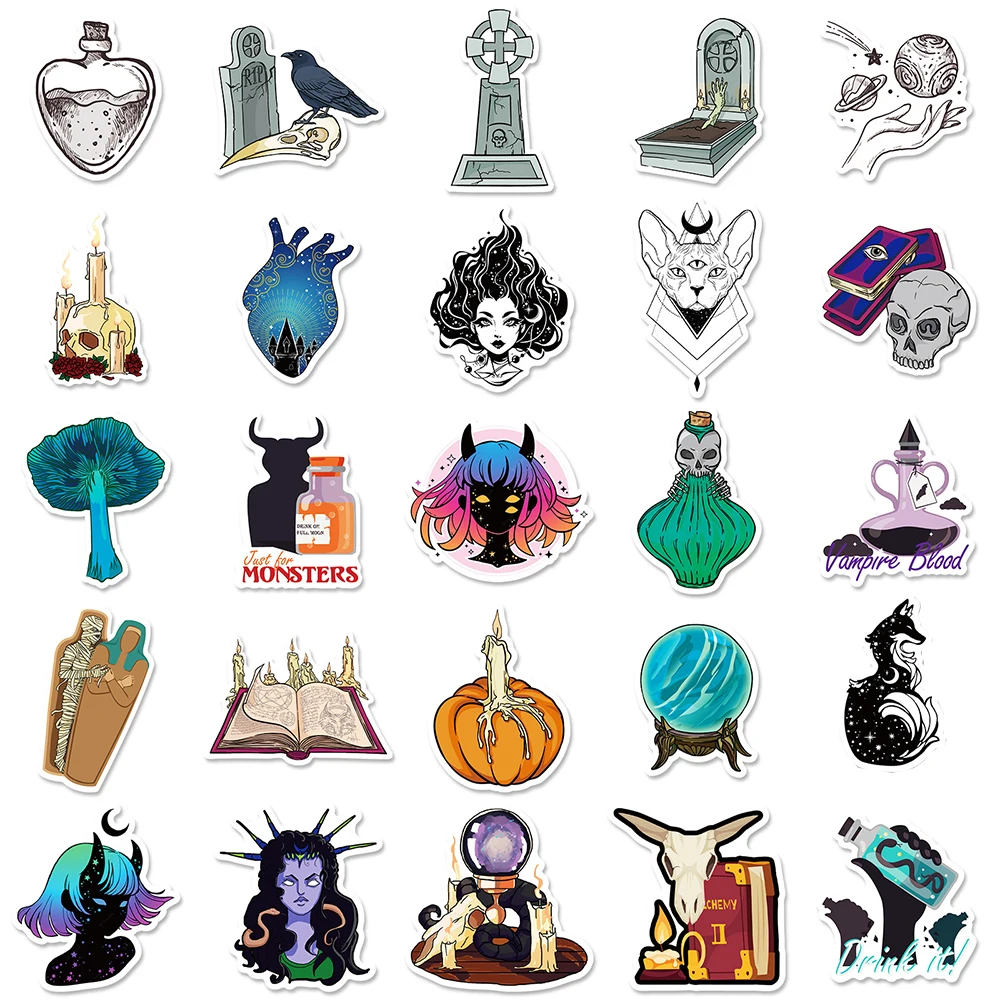 Medieval Witch Stickers,Witchy Stickers,Vintage Aesthetic Stickers for  Water Bot
