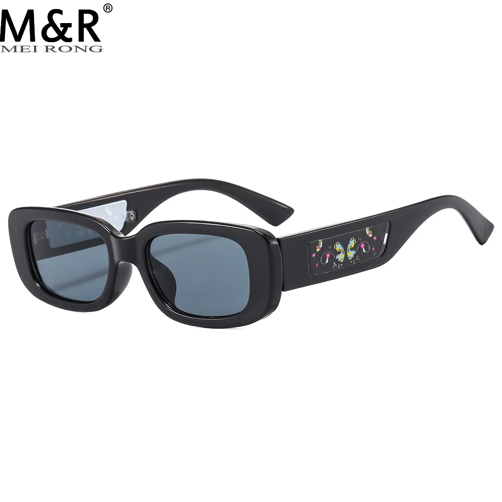 

2023 New Simplicity Women's Square Sunglasses With Wide Leg Patchwork Pattern Eyeglass Frame Retro Trendy Decoration Glasses