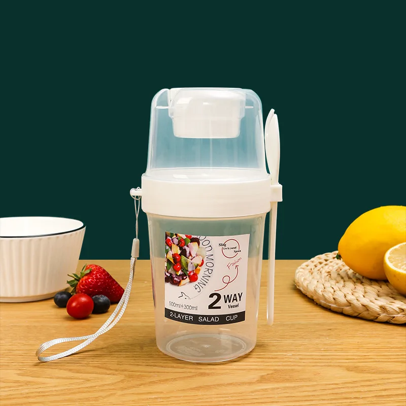 Portable Breakfast Parfait and Snack Cups with Forks & Dressing Holders