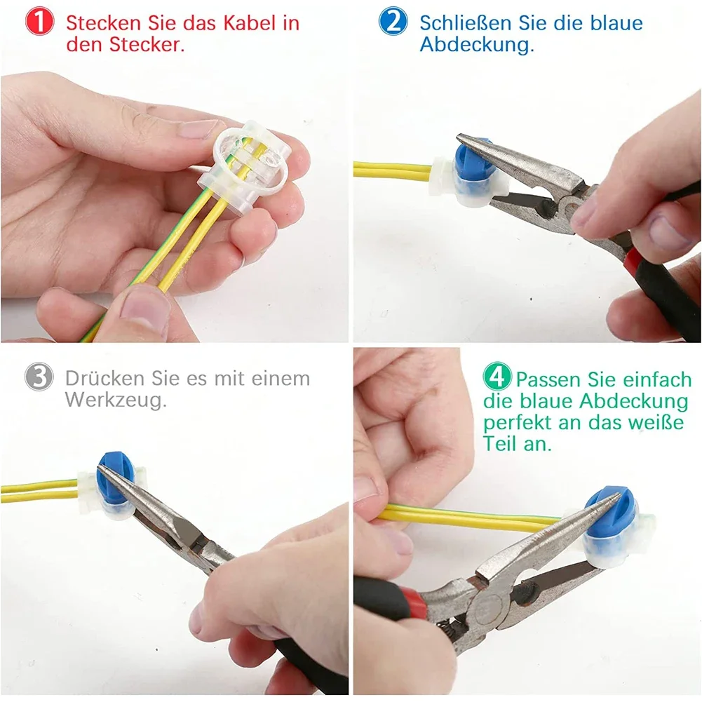 Electric Cable Connectors Waterproof 3 Holes Cable Connector Without Stripping for Gardena/Husqvarna/Worx/Robomow Lawnmower