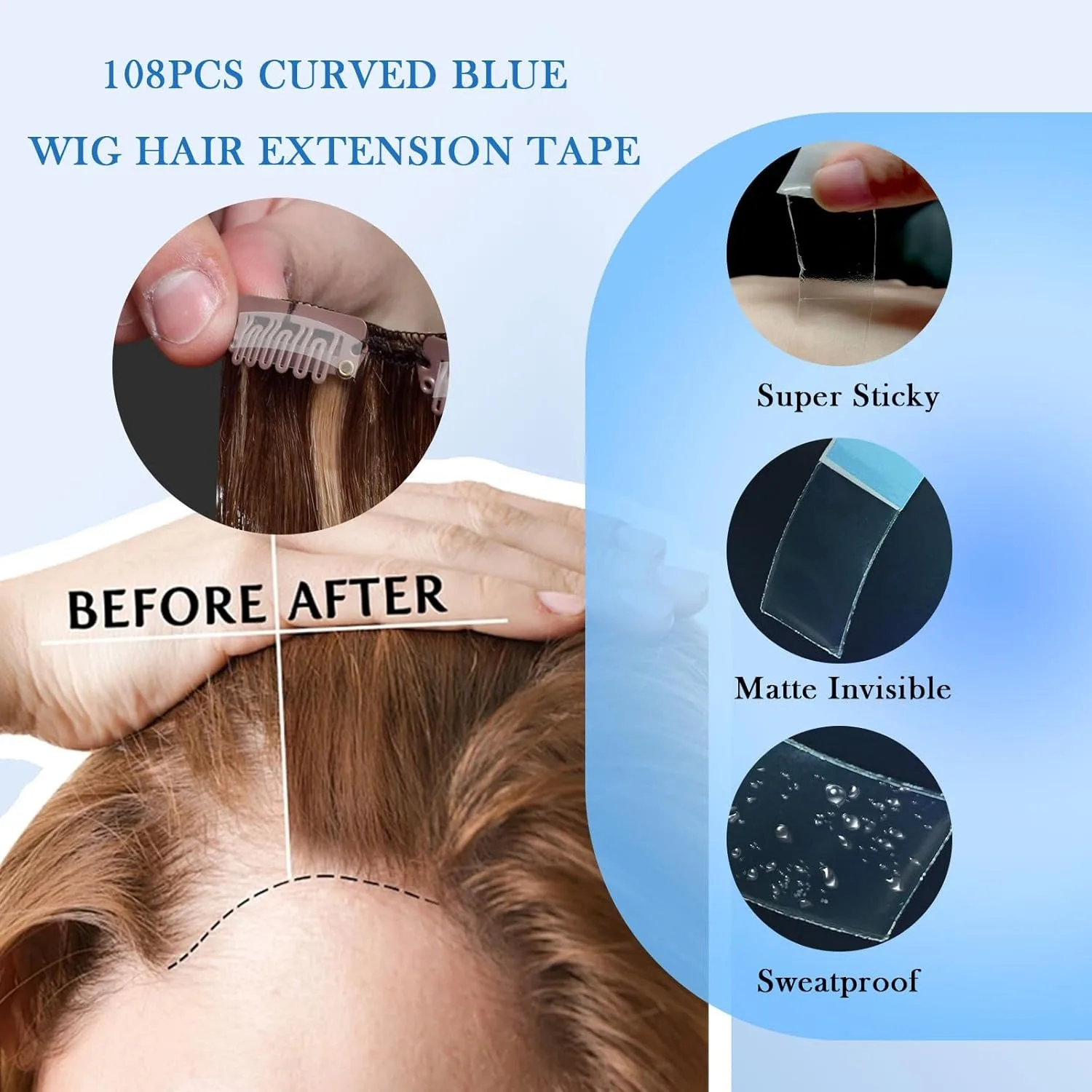 36pcs/lot Supertape 방수 헤어 테이프 레이스 가발용 양면 접착 슈퍼 테이프 Toupee 교체 미용사 액세서리