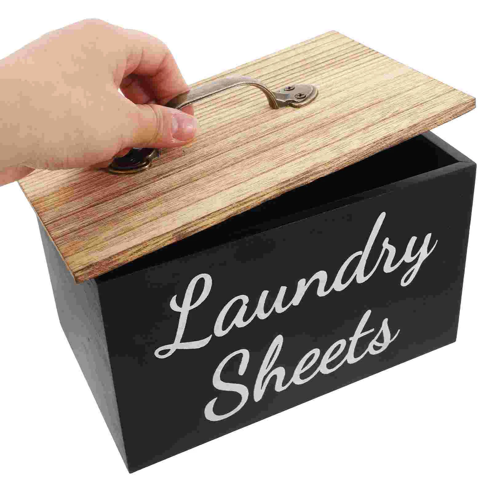 Laundry Room Storage Box Dryer Sheet Holder Large Capacity Wood Tissue Dispenser Fabric Softener Basket Multifunctional Easy 2