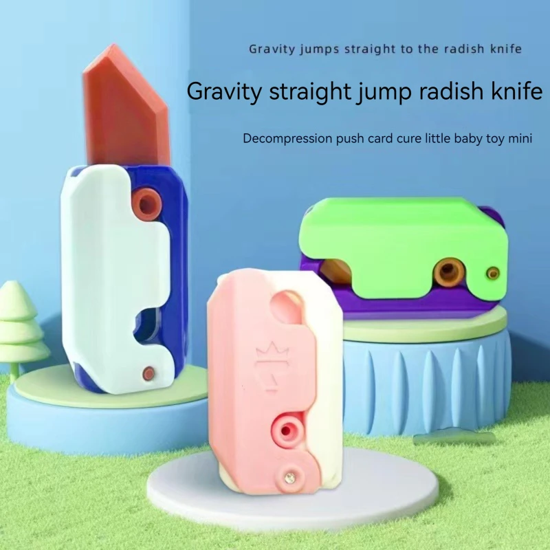 Stampa 3D Gravity Knife Cub Jumping Small Ravanello Knife Mini Model Pendant Push Card Decompression Toy Mini Butterfly Knife