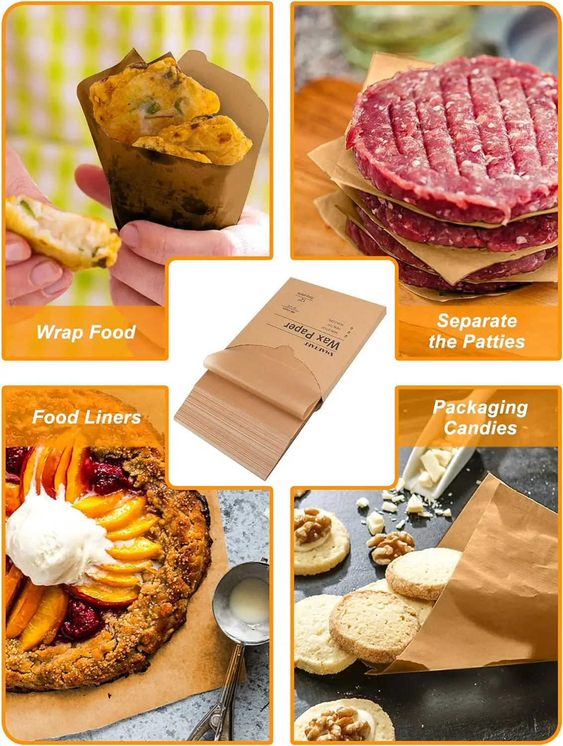 Wax Paper for Food burger patty paper Non-Stick Hamburger Patty Paper Sandwich Separators Wrapping for Restaurants Barbecues Picnics Parties